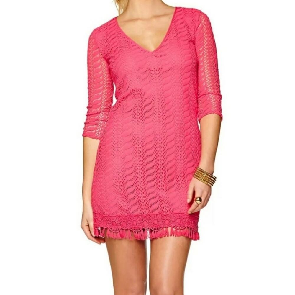 Lilly Pulizter Pomegranate Crochet Zebra Lace Seminole Dress XS